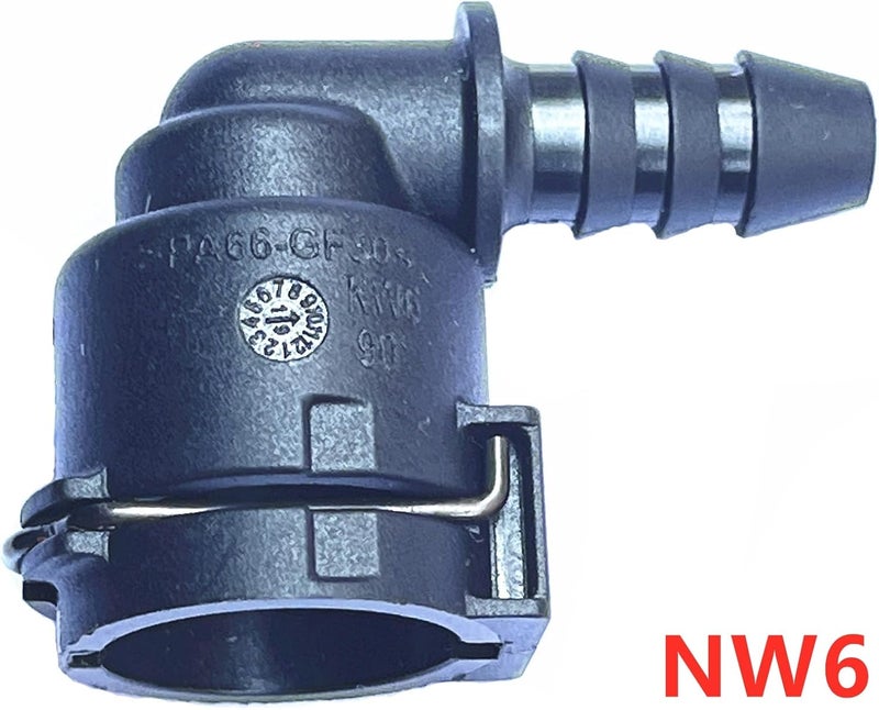 FEEDUN NW6, 90°,Coolant Hose Connector Adapter,Radiator Pipe Line Fitting for Chevrolet Mercedes-Benz BMW Audi Volkswagen Volvo Buick,3 Series,Engine Heater Hose Assembly Junction Repair Kit,ID6, 3/8 inch - Image 3